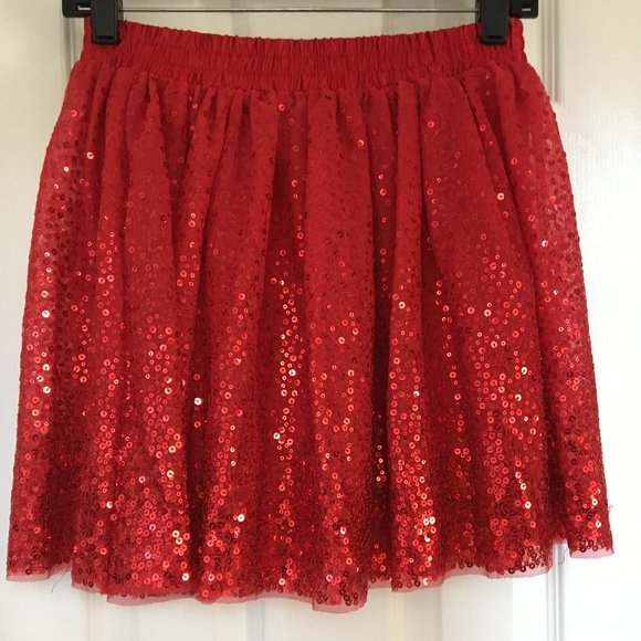 Girls Festive Christmas Holiday Glitter Sequin Skater Skirt XL 🎄🎄🎄 - Picture 1 of 1